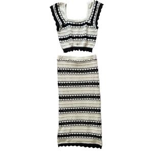 Freshman Black and White Resort Midi Skirt